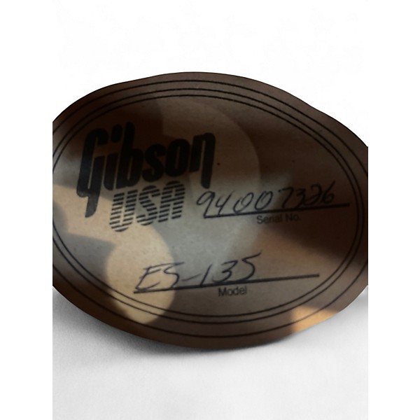 Vintage 1994 Gibson ES135 Black and White Hollow Body Electric Guitar