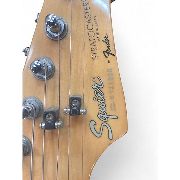 Vintage 1980s Squier Standard Stratocaster Black Solid Body Electric Guitar