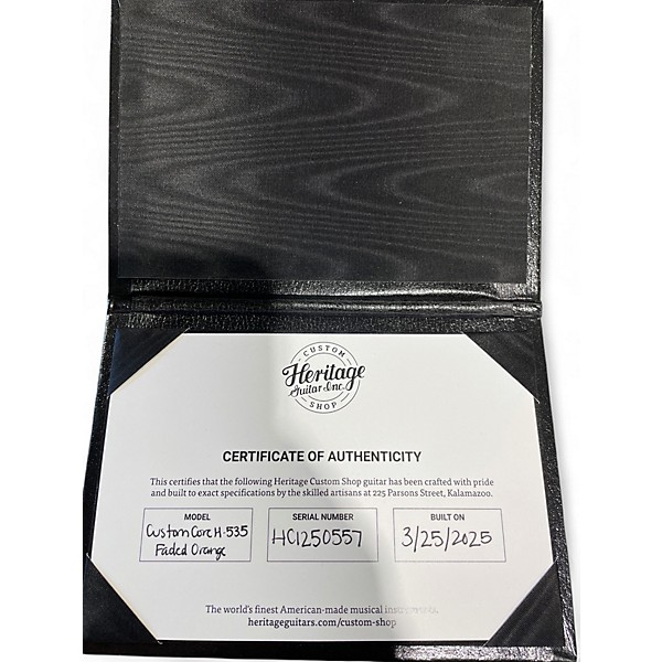 Used 2025 Heritage CUSTOM CORE H-535 FADED ORANGE Hollow Body Electric Guitar