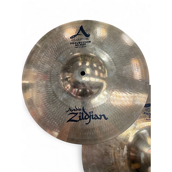 Used Zildjian 14in A CUSTOM PROJECTION HI HAT PAIR Cymbal