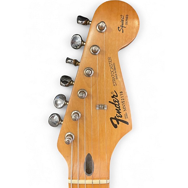 Used 1995 Fender Squier Series Stratocaster Black Solid Body Electric Guitar