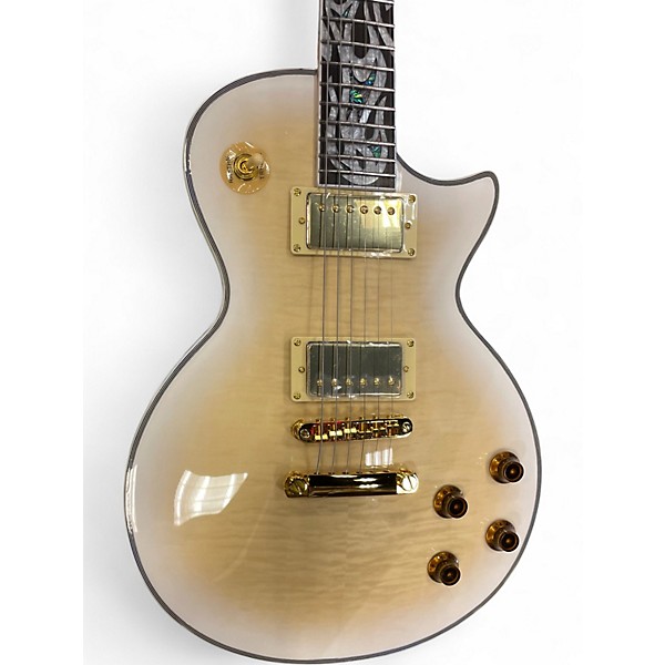 Used Firefly FFSP Elite LP Custom Style Flames Inlay White Solid Body Electric Guitar