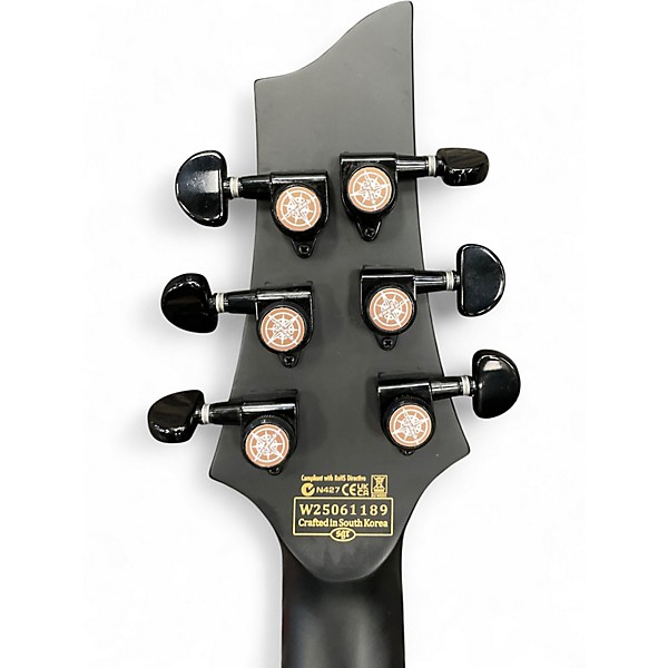 Used Schecter Guitar Research Damien Platinum Satin Black Solid Body Electric Guitar