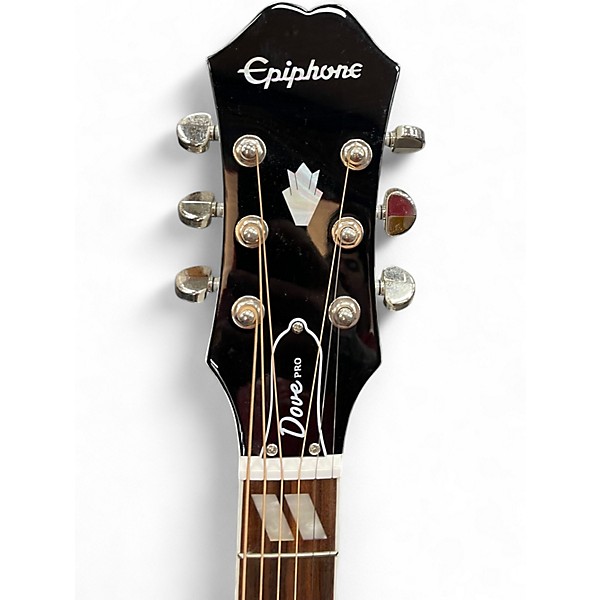 Used Epiphone Dove Pro White Acoustic Electric Guitar