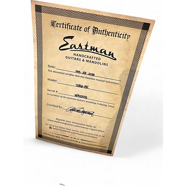 Used Eastman T486 Black Hollow Body Electric Guitar