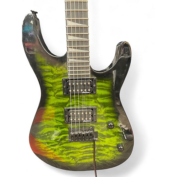 Used Jackson Dinky JS20 DKQ 2PT Transparent Green Solid Body Electric Guitar