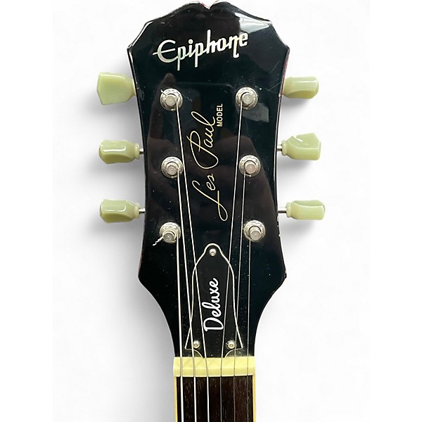 Used Epiphone Les Paul Deluxe Red Sparkle Solid Body Electric Guitar