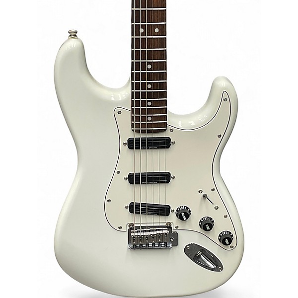 Used Squier Deluxe Hot Rails Stratocaster White Solid Body Electric Guitar