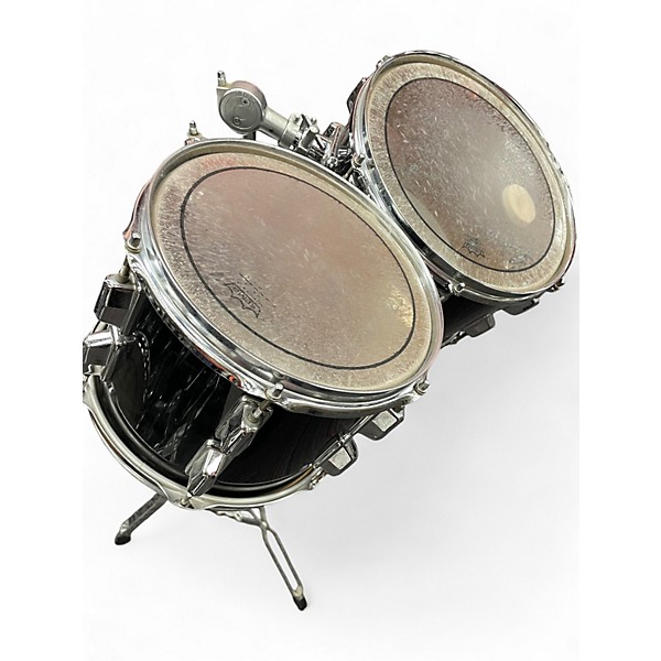 Used Pearl 2 Piece carbon fiber toms Black Acoustic Drum Pack