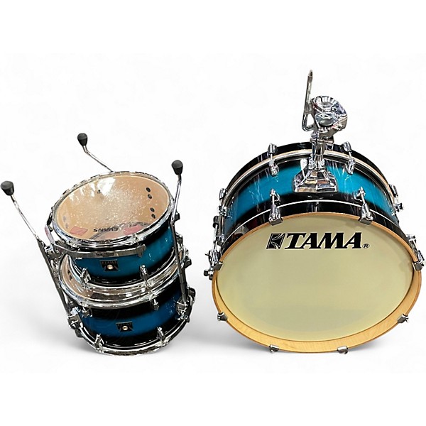 Used TAMA 3 Piece NEO-MOD MAPLE TURQUOISE TO BLACK Drum Kit