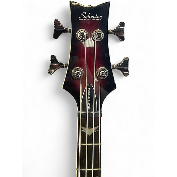 Used Schecter Guitar Research Stiletto Extreme 4 String RED Electric Bass Guitar