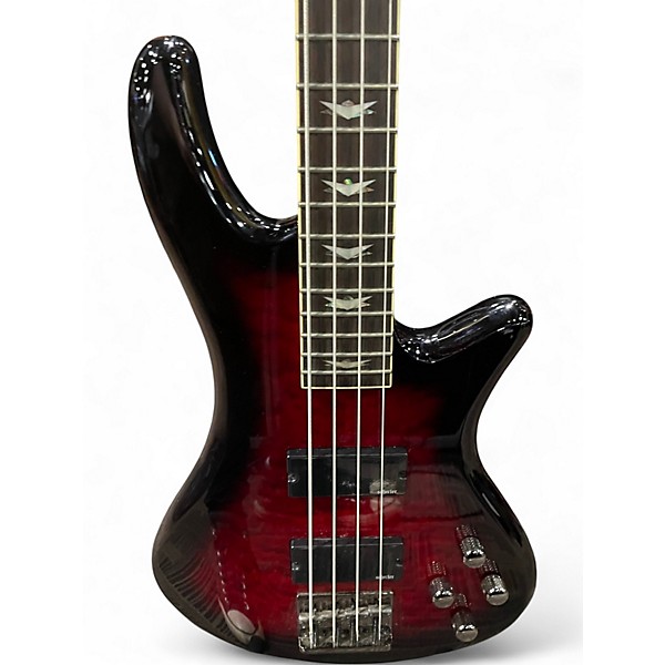 Used Schecter Guitar Research Stiletto Extreme 4 String RED Electric Bass Guitar