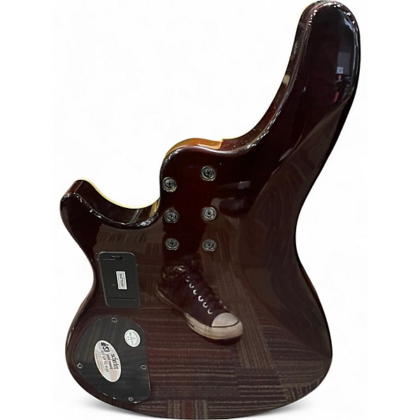 Used Schecter Guitar Research Omen Extreme 4 String Trans Amber Electric Bass Guitar