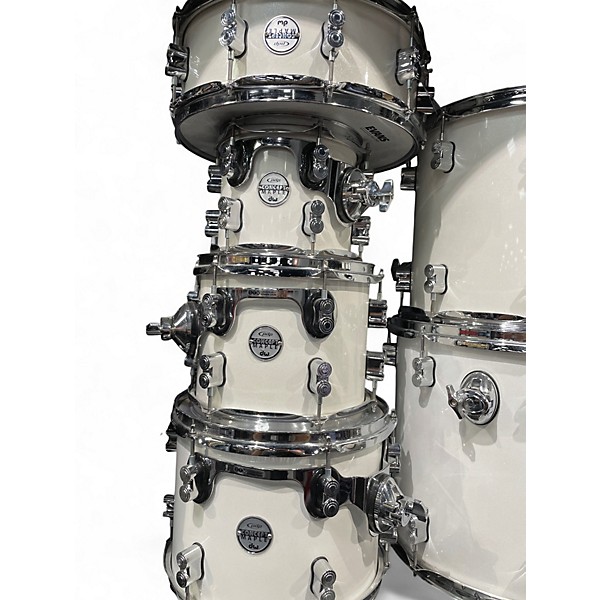 Used PDP by DW 7 Piece Concept Series WHTE SPARKLE Drum Kit
