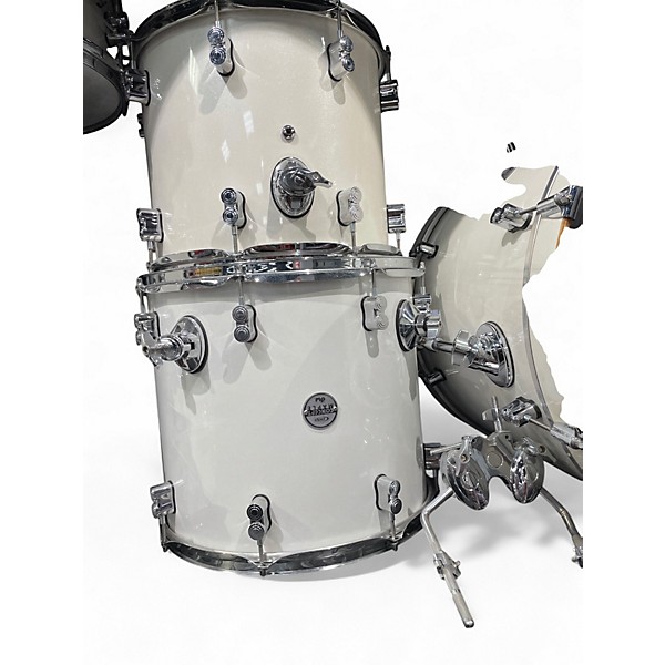 Used PDP by DW 7 Piece Concept Series WHTE SPARKLE Drum Kit