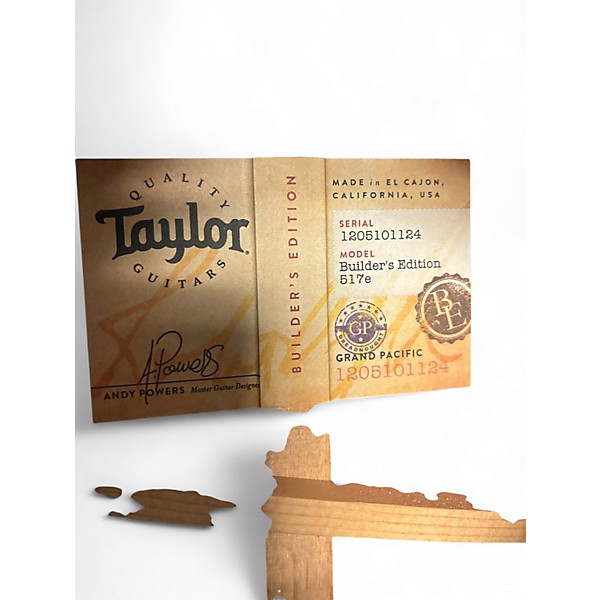 Used Taylor Builder's Edition 517e Wild Honey Burst Acoustic Electric Guitar