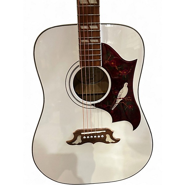 Used Epiphone Dove Pro Alpine White Acoustic Electric Guitar