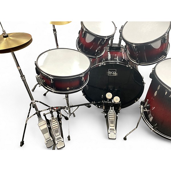 Used Bcp 5 Piece Drum Set Red to Black Fade Drum Kit
