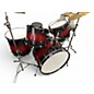 Used Bcp 5 Piece Drum Set Red to Black Fade Drum Kit