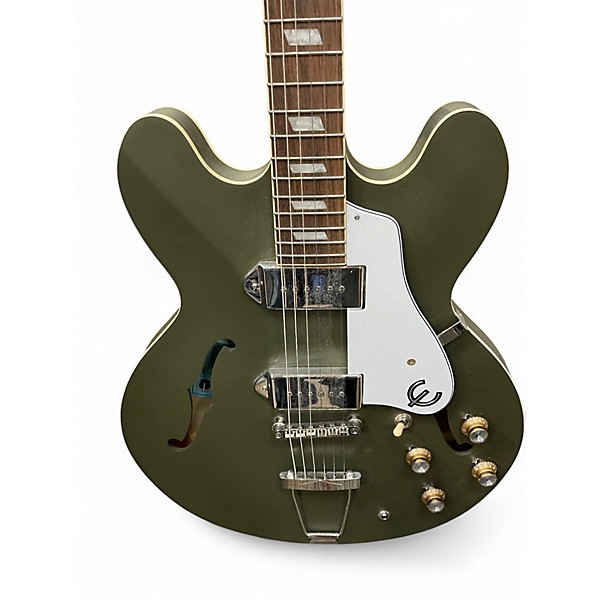 Used Epiphone Casino Worn Olive Drab Hollow Body Electric Guitar