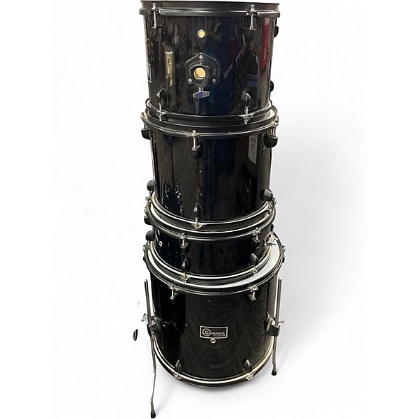 Used Gammon Percussion 5 Piece STANDARD DRUM SET BLACK Drum Kit