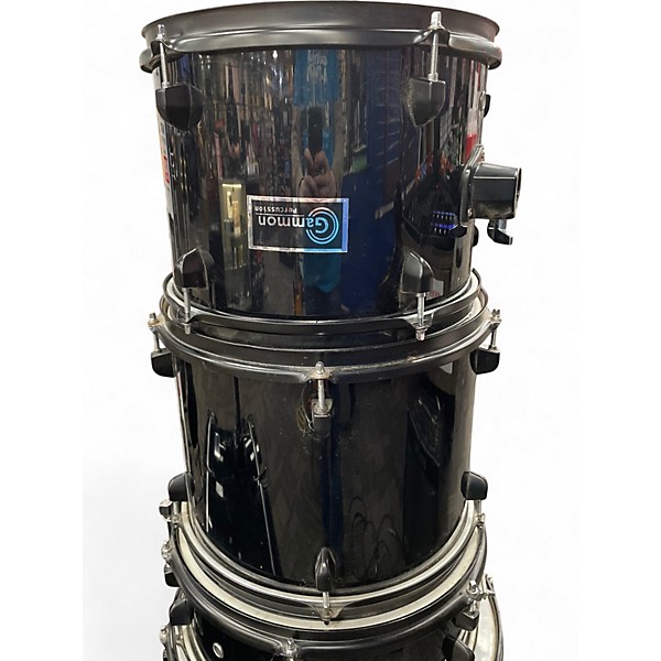Used Gammon Percussion 5 Piece STANDARD DRUM SET BLACK Drum Kit