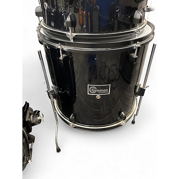Used Gammon Percussion 5 Piece STANDARD DRUM SET BLACK Drum Kit