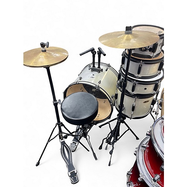 Used SPL 5 Piece junior kicker silver Drum Kit