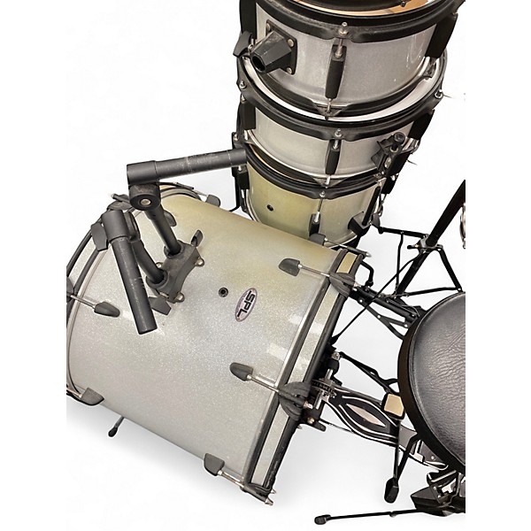 Used SPL 5 Piece junior kicker silver Drum Kit