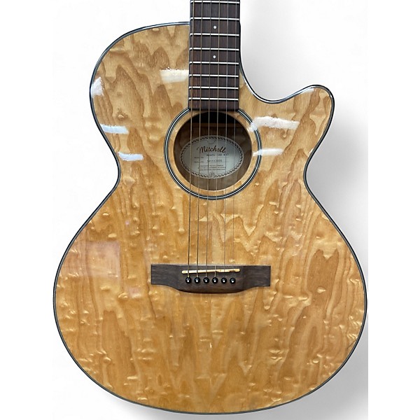 Used Mitchell MX400 quilted ash burl natural Acoustic Electric Guitar