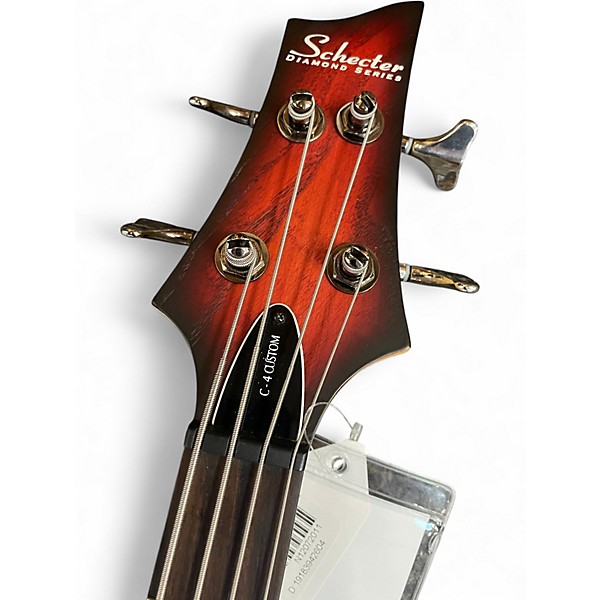 Used Schecter Guitar Research C4 Custom Trans Crimson Red Electric Bass Guitar