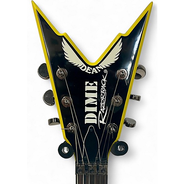 Used 2007 Dean Razorback V 255 Black and Yellow Solid Body Electric Guitar