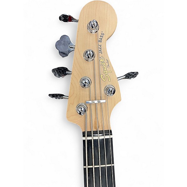 Used Squier Deluxe Jazz Bass Active V 5 String 3 Tone Sunburst Electric Bass Guitar