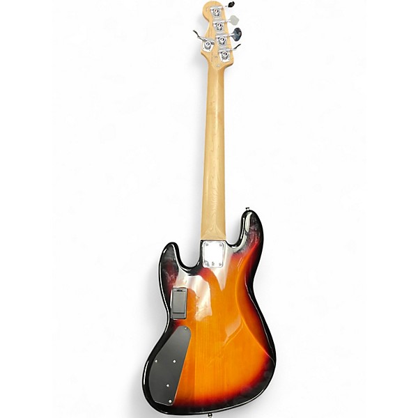 Used Squier Deluxe Jazz Bass Active V 5 String 3 Tone Sunburst Electric Bass Guitar
