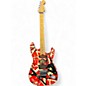 Used EVH Striped Series Frankie Red with Black and White Stripes Solid Body Electric Guitar thumbnail