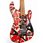 Used EVH Striped Series Frankie Red with Black and White Stripes Solid Body Electric Guitar