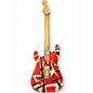 Used EVH Striped Series Frankie Red with Black and White Stripes Solid Body Electric Guitar