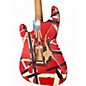 Used EVH Striped Series Frankie Red with Black and White Stripes Solid Body Electric Guitar