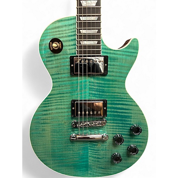 Used 2024 Gibson LES PAUL MODERN FIGURED Seafoam Green Solid Body Electric Guitar