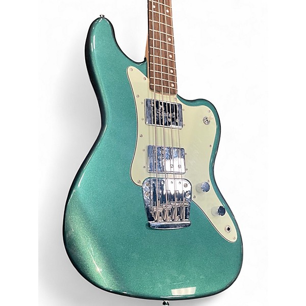 Used Squier Paranormal Rascal Bass HH  Green Electric Bass Guitar