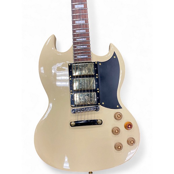 Used Harley Benton DC-600 VI Vintage Ivory Solid Body Electric Guitar