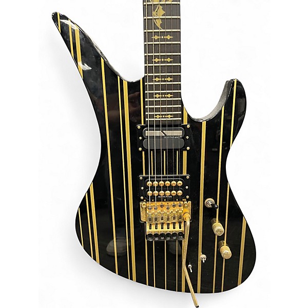 Used Schecter Guitar Research Synyster Gates Signature Custom S Black and Gold Solid Body Electric Guitar