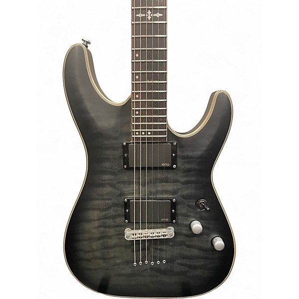 Used Schecter Guitar Research C1 Platinum TRANSLUCENT BLACK Solid Body Electric Guitar