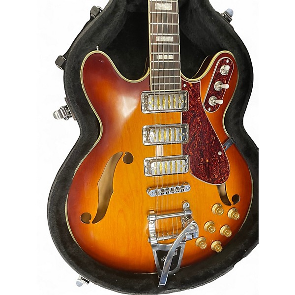 Used Eastwood H78 Tobacco Burst Hollow Body Electric Guitar