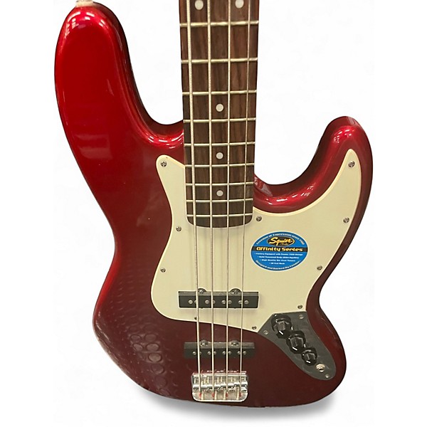 Used Squier Affinity Jazz Bass Candy Apple Red Electric Bass Guitar