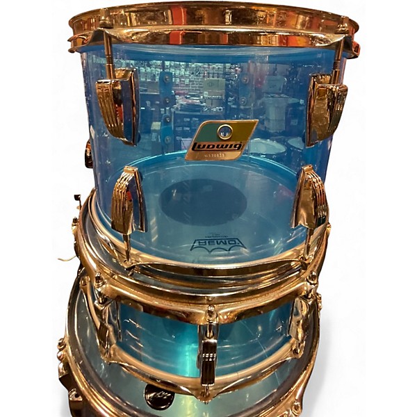Used Ludwig 5 Piece Vista Lite Transparent Blue Drum Kit