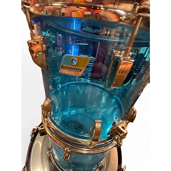 Used Ludwig 5 Piece Vista Lite Transparent Blue Drum Kit