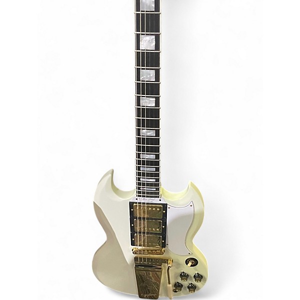Used Epiphone inspired by gibson 1963 les paul custom white Solid Body Electric Guitar