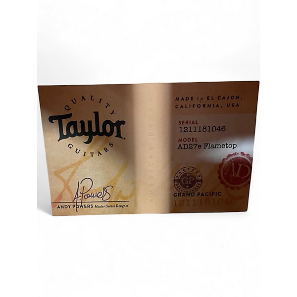 Used Taylor AD27E FLAMETOP Tobacco Acoustic Electric Guitar