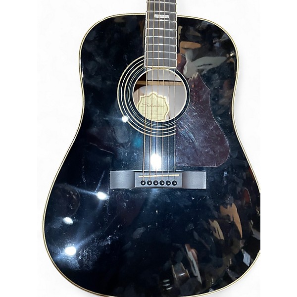 Used Silvertone 955 Dreadnought Black Acoustic Guitar